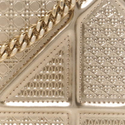 Christian Dior Metallic Patent Micro-Cannage Diorama Wallet on Chain Pouch Gold 8 of 10