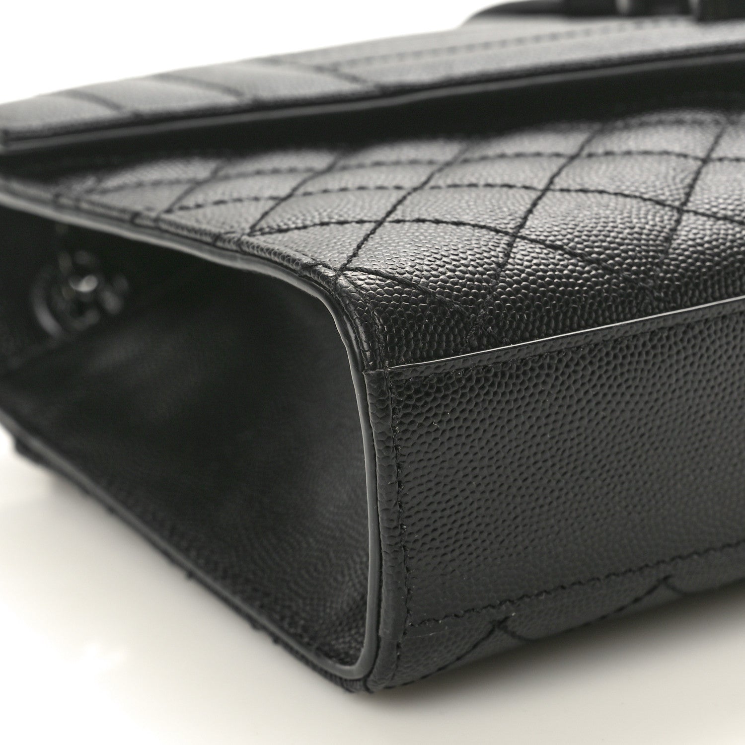 Saint Laurent Grain De Poudre Textured Mixed Matelasse Triquilt Medium Monogram Monochrome Satchel Black 8 of 9