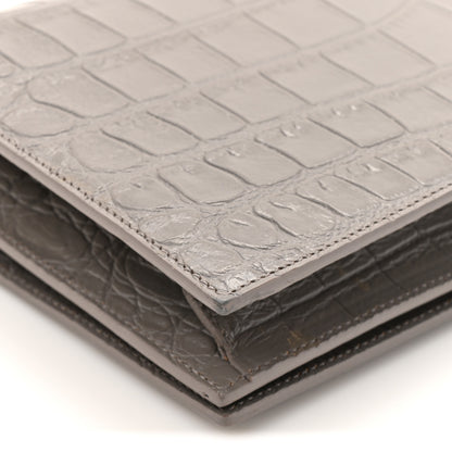 Saint Laurent Croc Embossed Calfskin Classic Kate Monogram Clutch Fog 8 of 10