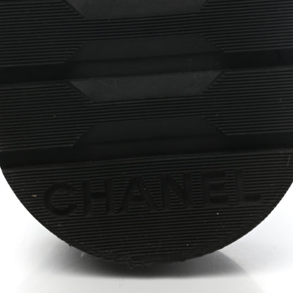 Chanel Shiny Goatskin Calfskin Quilted Lace Up Combat Boots 38.5 White Black 6 of 8