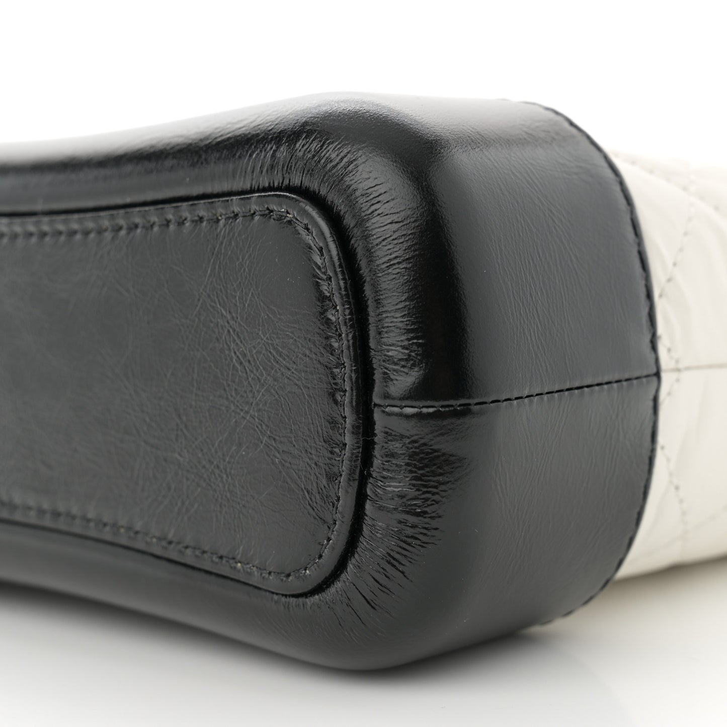 Aged Calfskin Quilted Small Gabrielle Hobo Black White