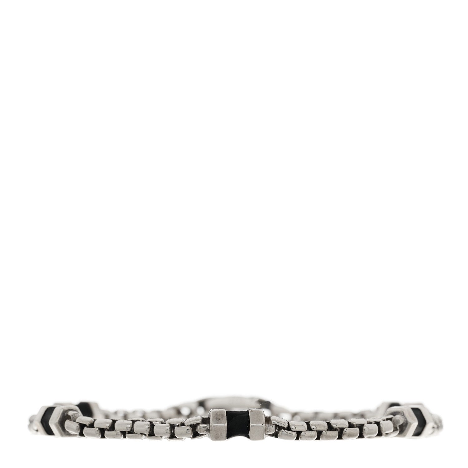 David Yurman Sterling Silver Black Onyx Hex Chain Station Bracelet 2 of 6