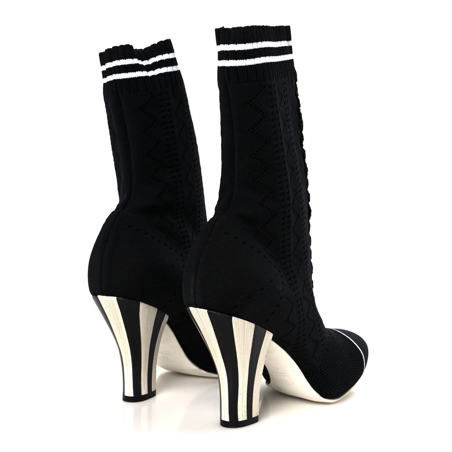 Stretch Fabric Openwork Rockoko 105mm Sock Boots  40 Black White