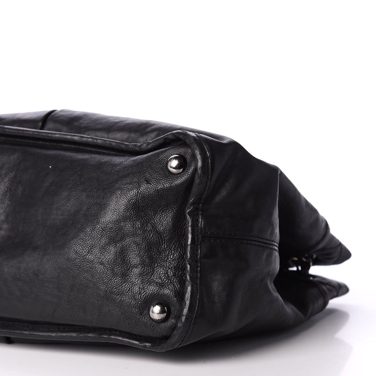 Lambskin Stitched Shopper Tote Black