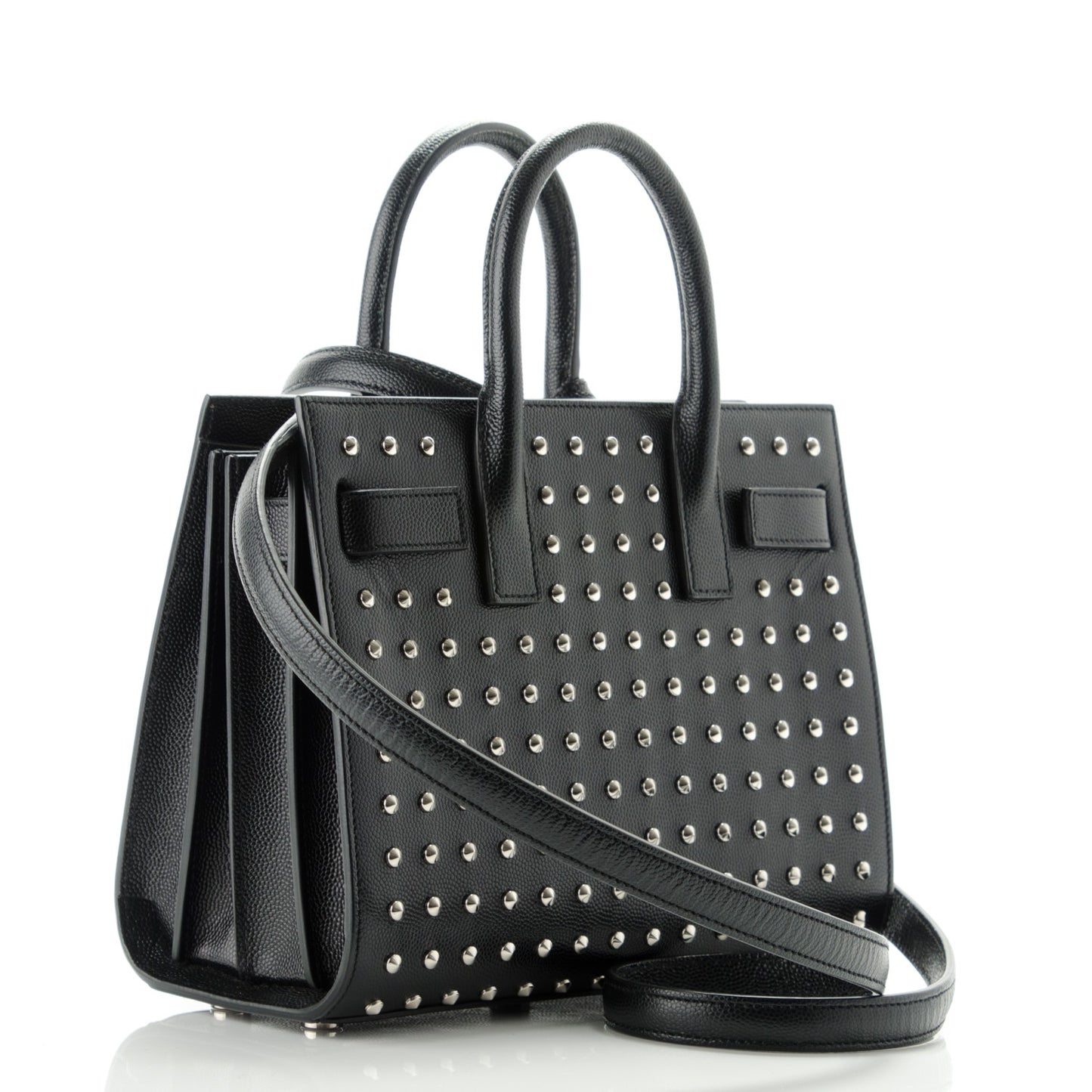 Calfskin Studded Nano Sac De Jour Black