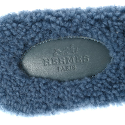 Hermes Woolskin Oran Sandals 38 Bleu 7 of 8