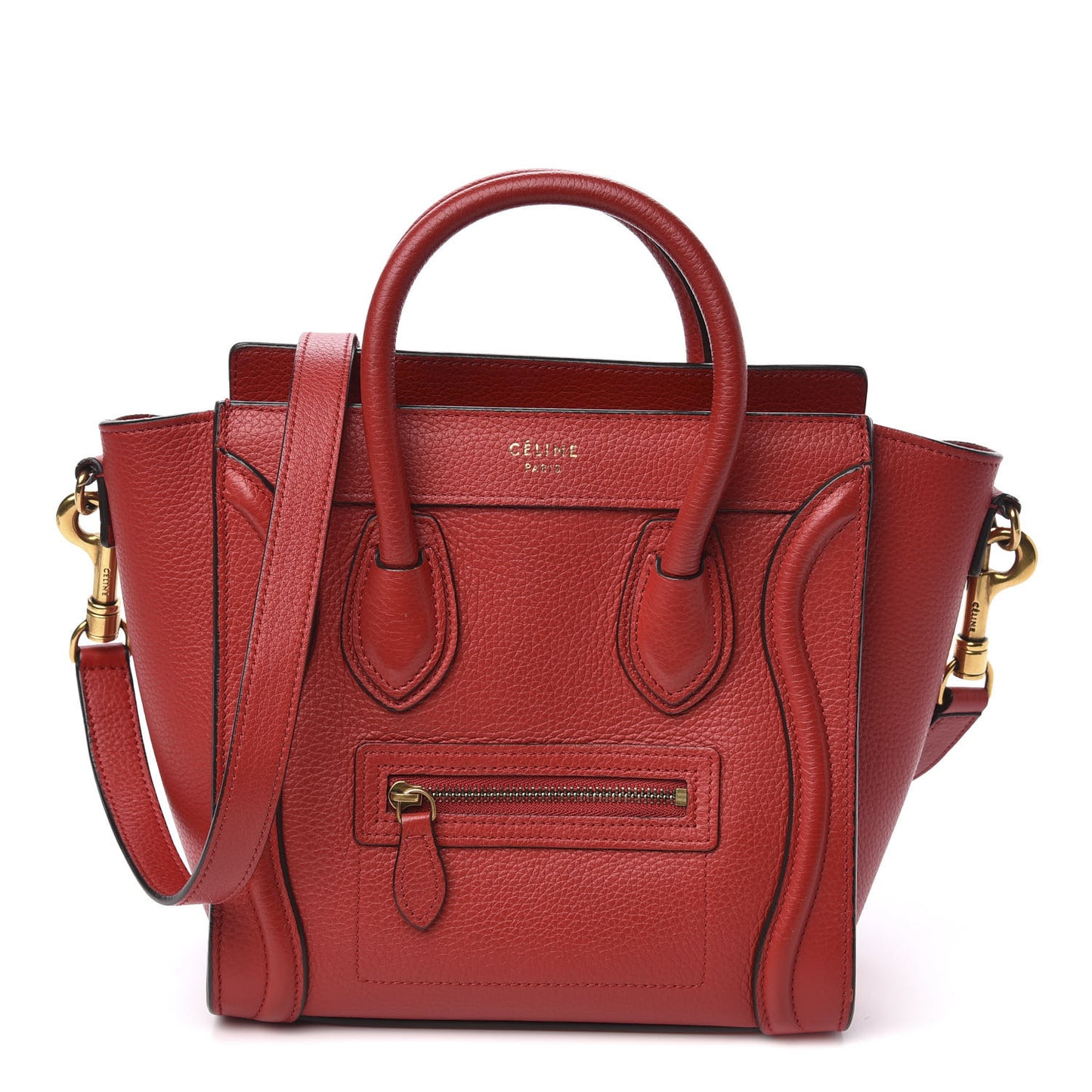 Drummed Calfskin Nano Luggage Red