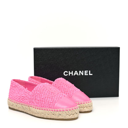 Chanel Tweed Lambskin CC Espadrilles 36 Pink 10 of 10