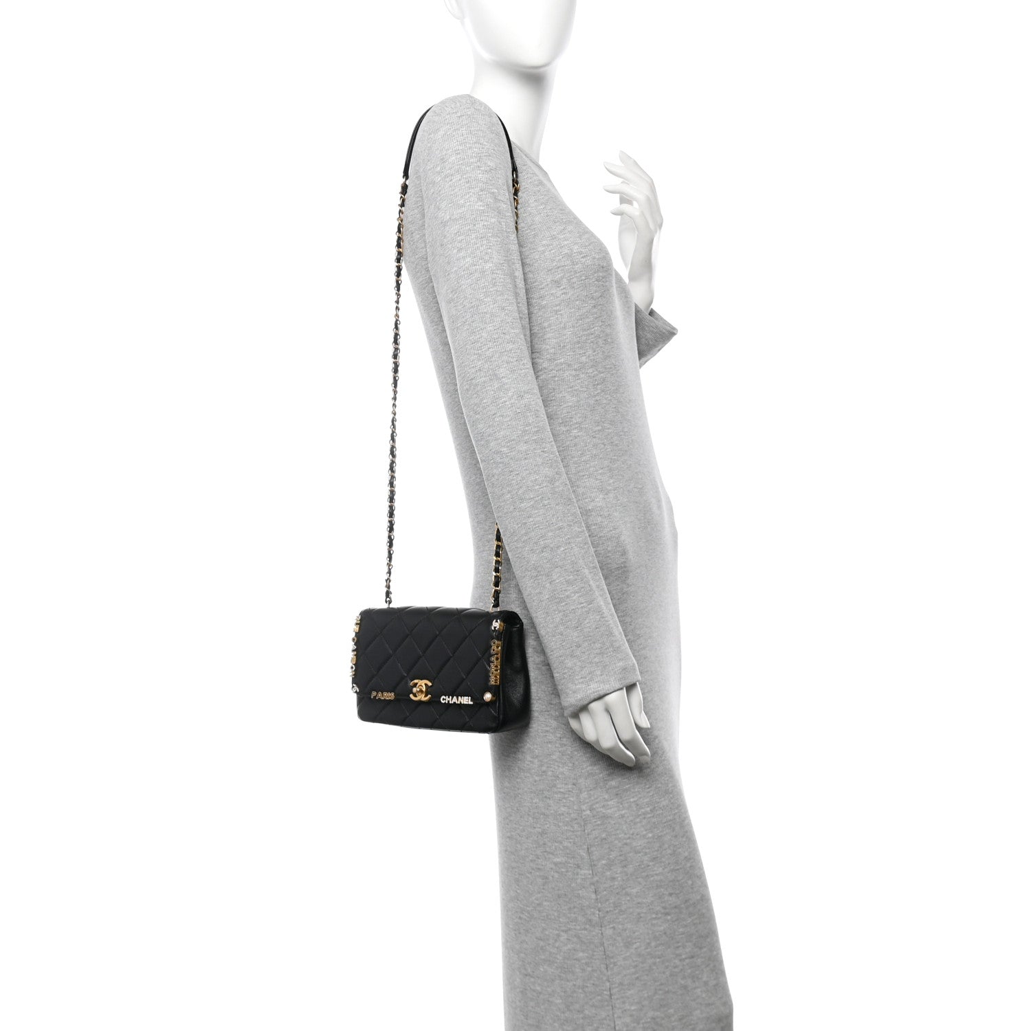 Chanel Lambskin Enamel Strass Quilted Mini Paris Monaco Flap Black 2 of 10