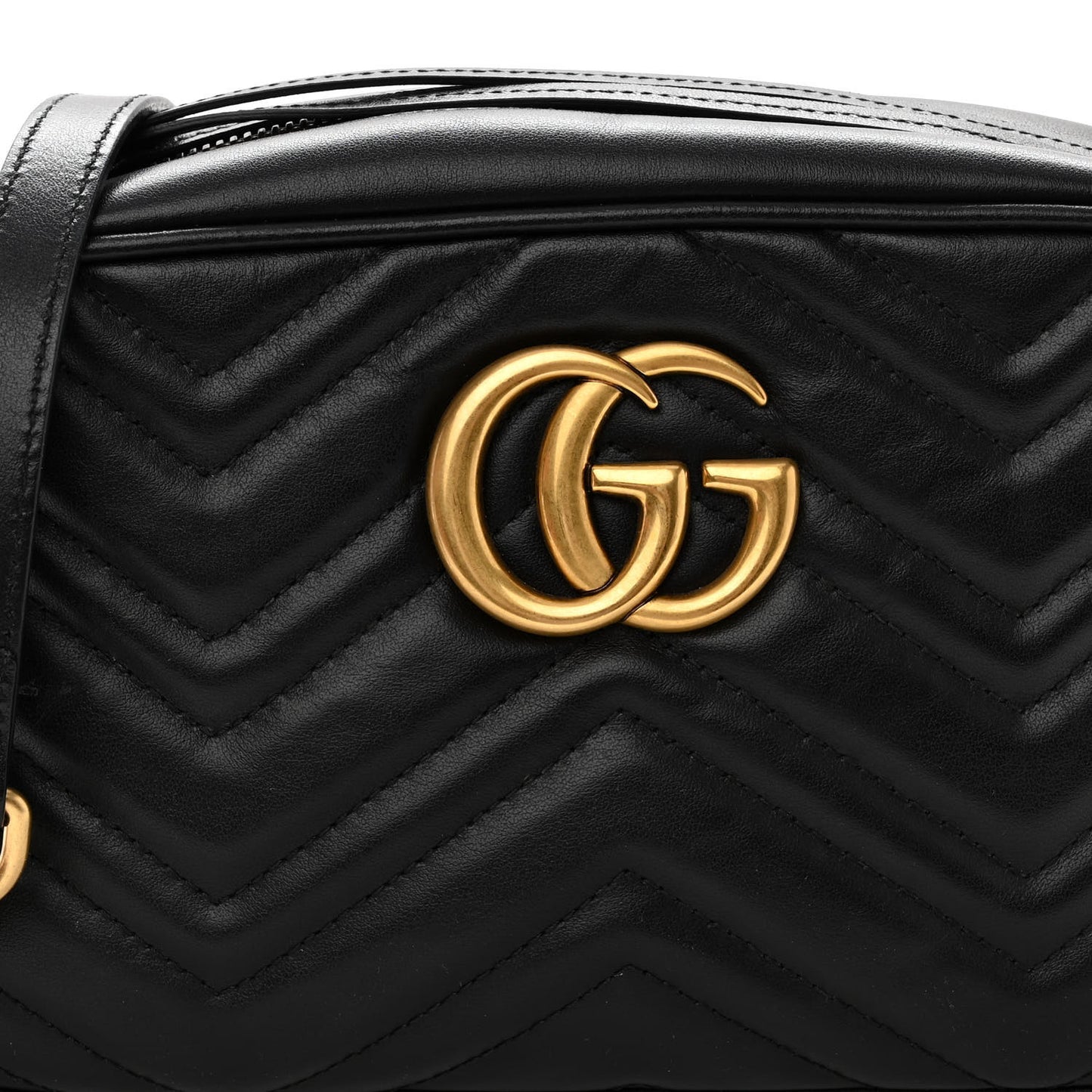 Calfskin Matelasse Small GG Marmont Chain Shoulder Bag Black
