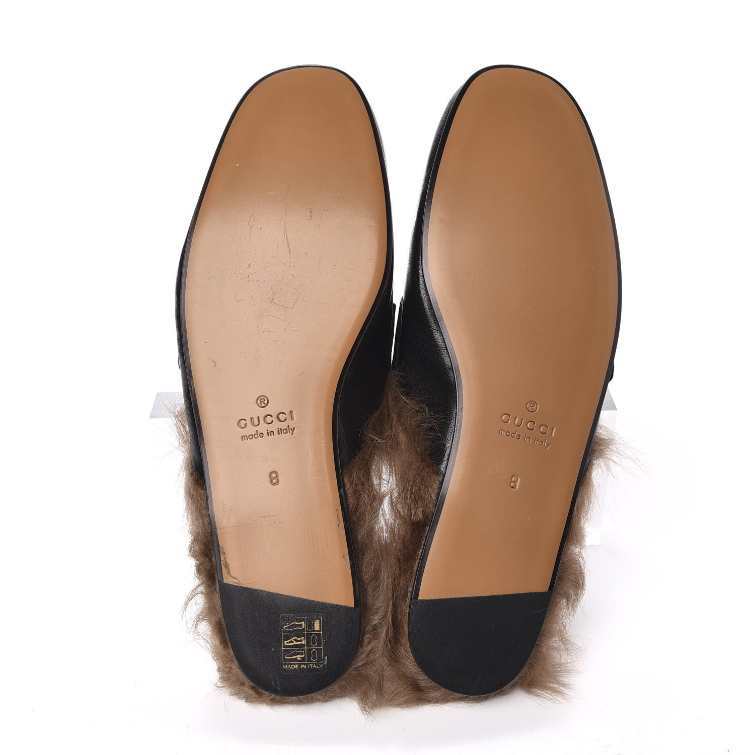 Gucci Goatskin Fur Web GG Skull Embroidered Mens Princetown Slippers 8 Black 5 of 7
