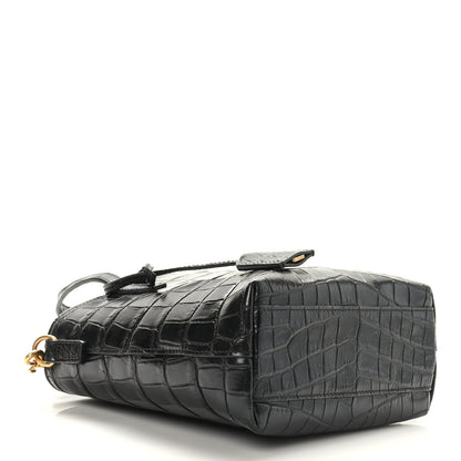 Saint Laurent Calfskin Crocodile Embossed Paris Mini Toy Shopper Tote Black 4 of 9