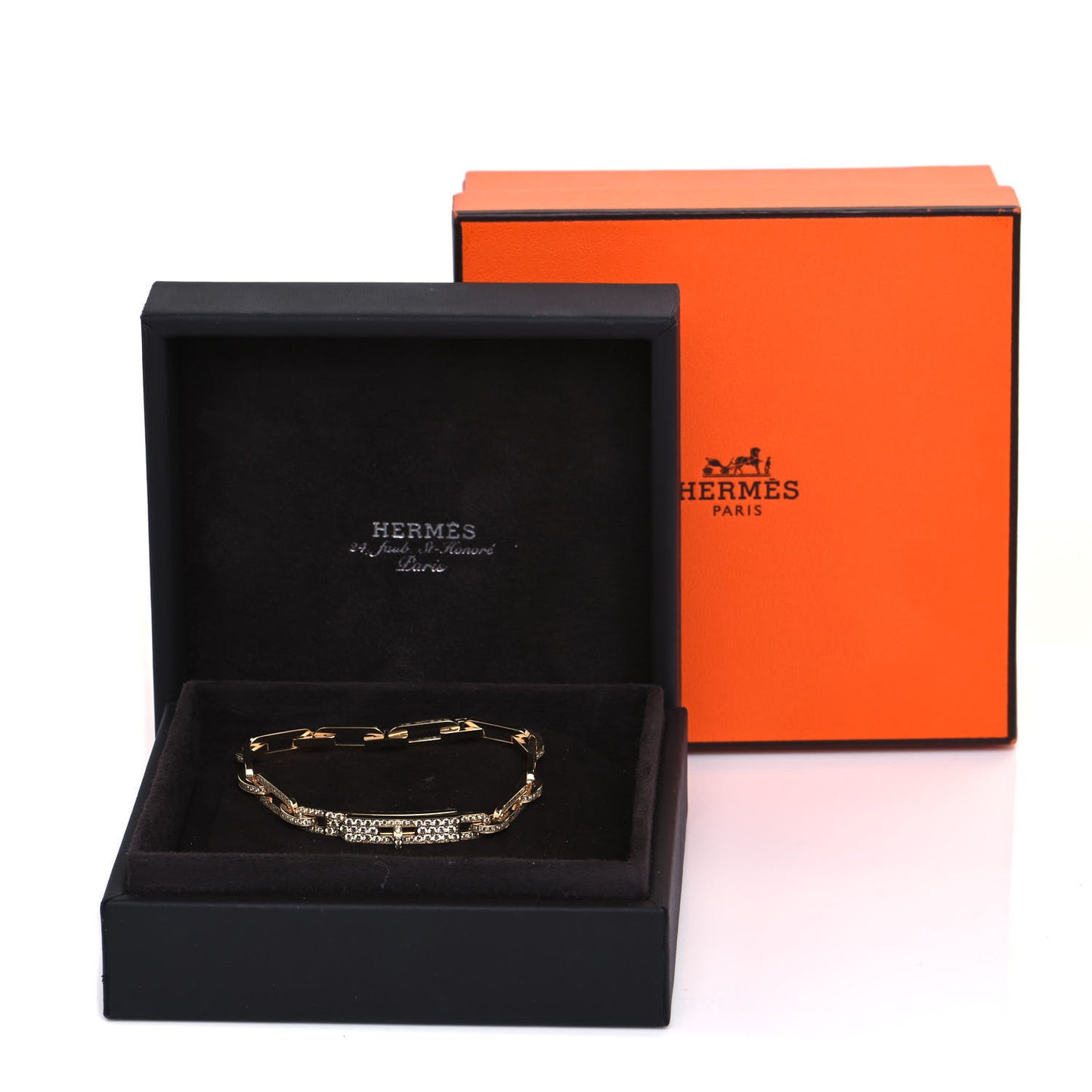18K Yellow Gold Diamond Full Pave PM Kelly Chaine Bracelet SH