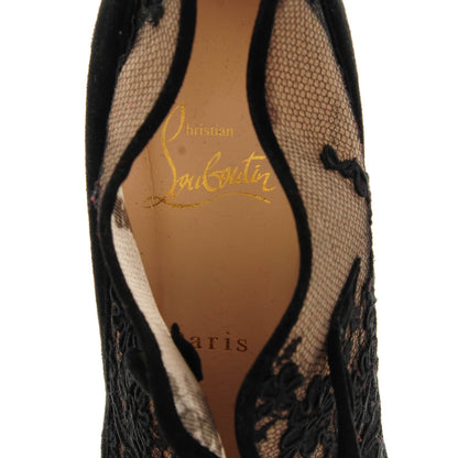 Christian Louboutin Suede Lace Clic Clac 100 Booties 37 Black 7 of 7