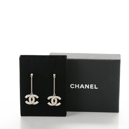 Chanel Baguette Crystal CC Drop Earrings Silver 3 of 3