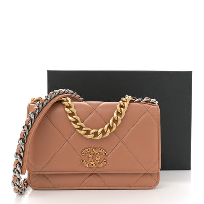Chanel Lambskin Quilted Chanel 19 Wallet On Chain WOC Brown 11 of 11
