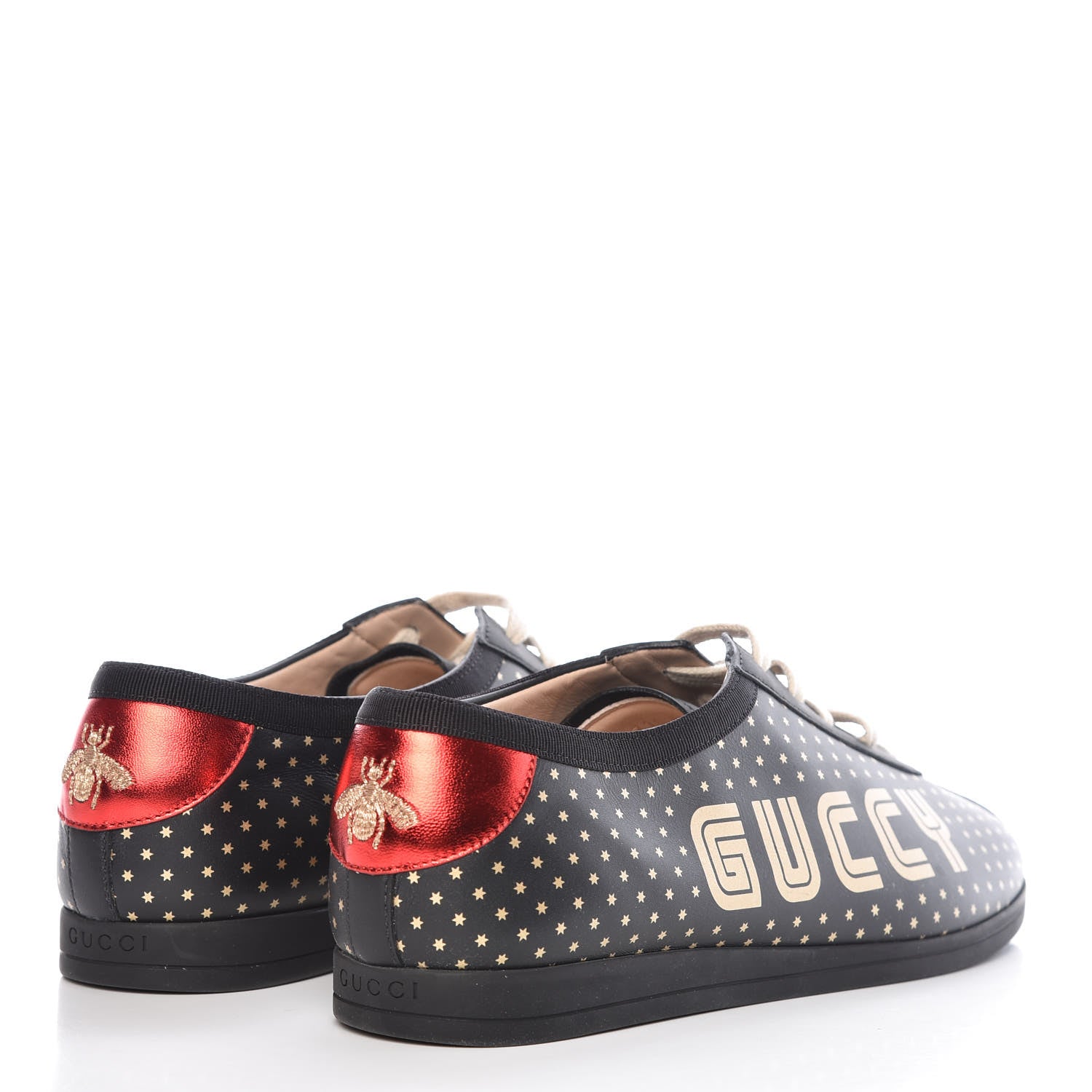 Gucci X SEGA Calfskin GUCCY Stars Womens Falacer Sneakers 40 Black 4 of 10