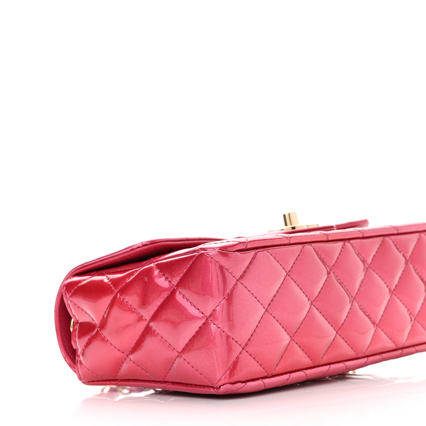 Shaded Patent Calfskin Quilted Mini Rectangular Flap Pink Dark Pink