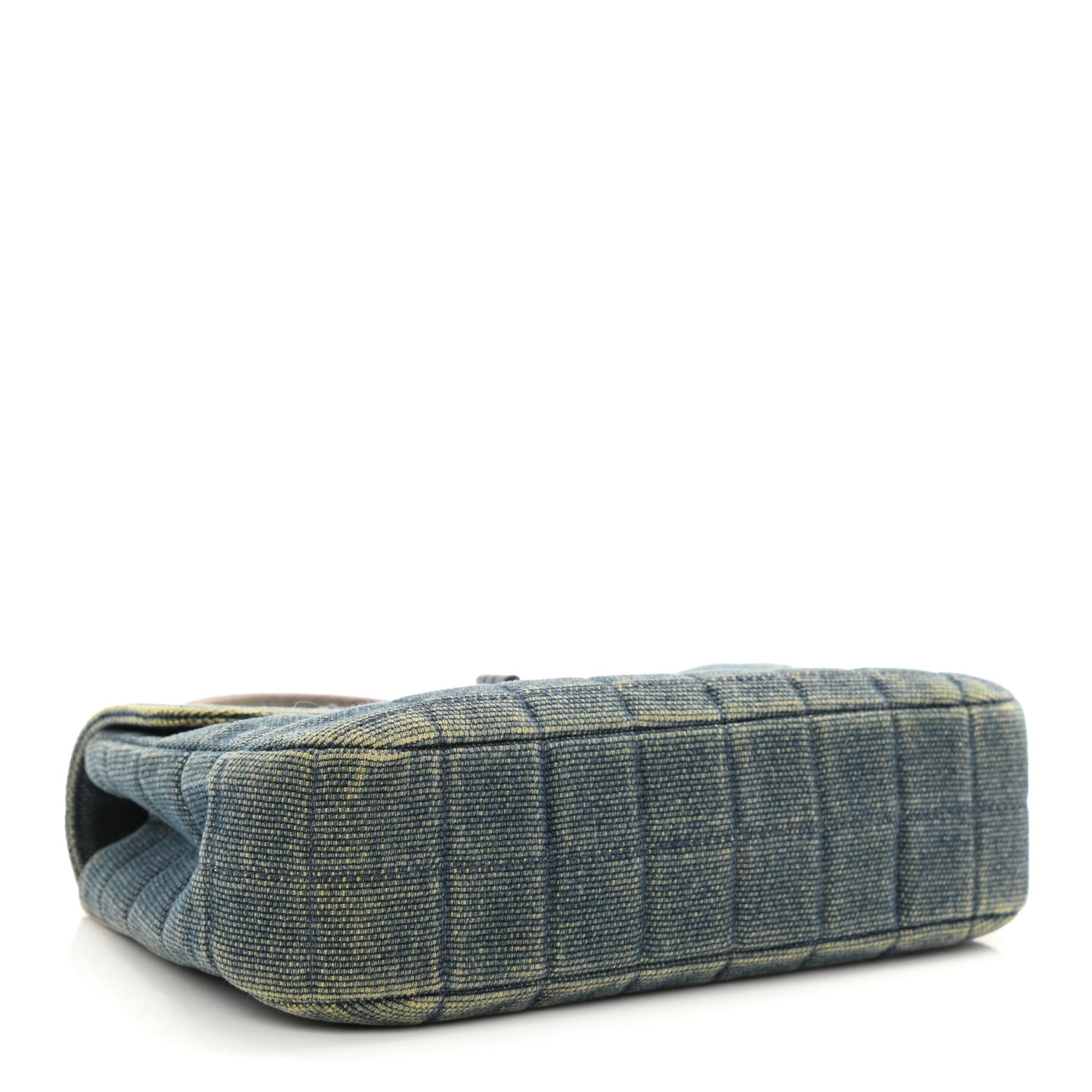 Denim Quilted Chocolate Bar Mademoiselle Top Handle Bag