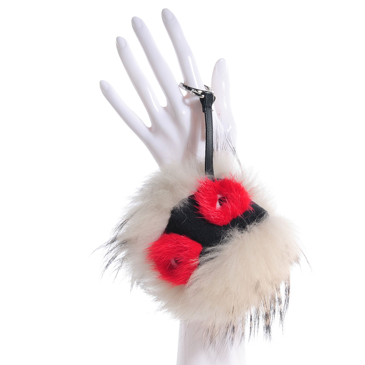 Fendi Mink Fox Rabbit Fur Vitello Flamingo Kurioso Monster Bag Bug Charm Beige Multicolor Black 2 of 6