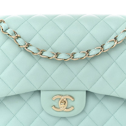 Chanel Caviar Quilted Jumbo Double Flap Light Blue 15 of 19