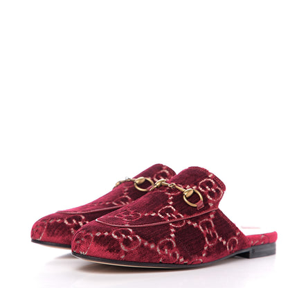 Gucci Velvet GG Monogram Womens Princetown Slippers 36.5 Red Cipria 3 of 10