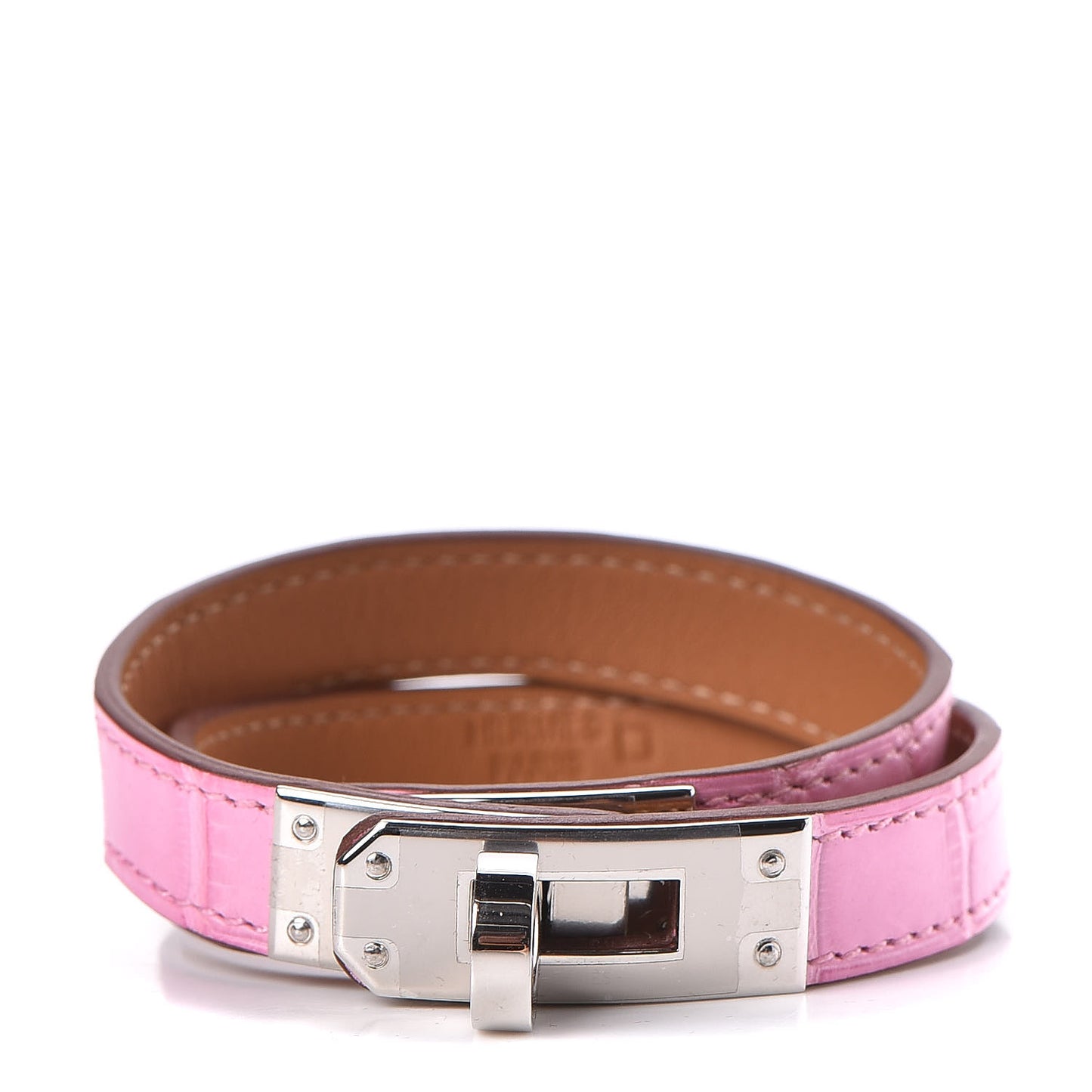 Matte Alligator Kelly Double Tour Bracelet T3 5P Pink