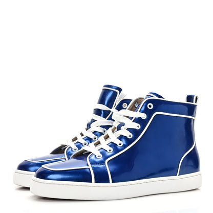 Christian Louboutin Glossy Patent Nappa Mens Rantus Orlato Flat Sneakers 44 Blue 3 of 7
