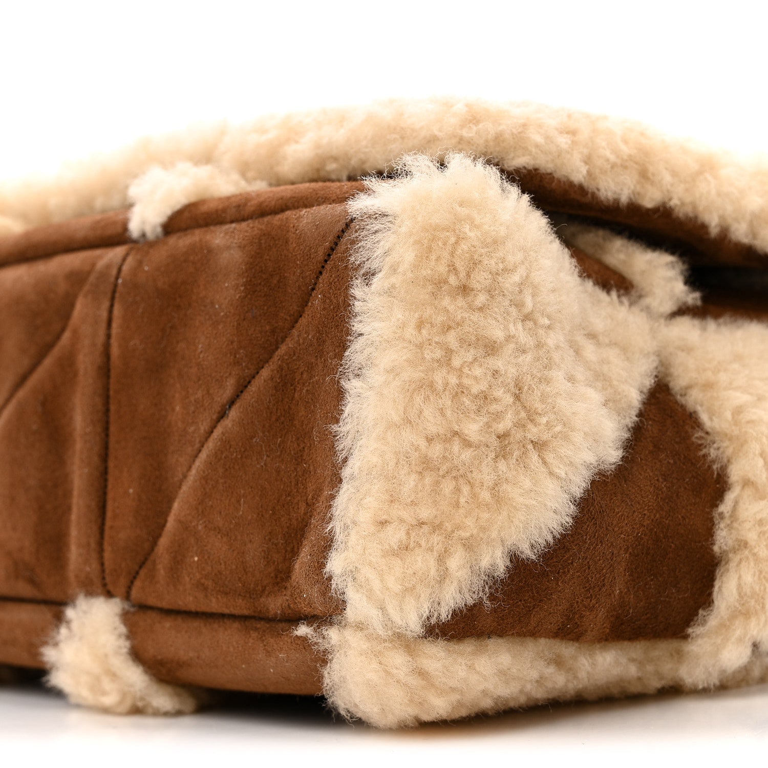 Saint Laurent Suede Shearling Patchwork Monogram Medium Jamie Brown Beige 9 of 11