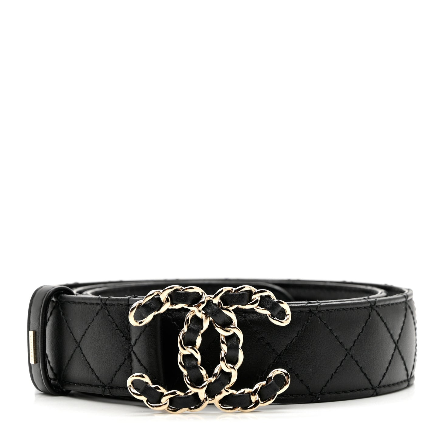 Calfskin Quilted CC Chain Belt 85 34 Black