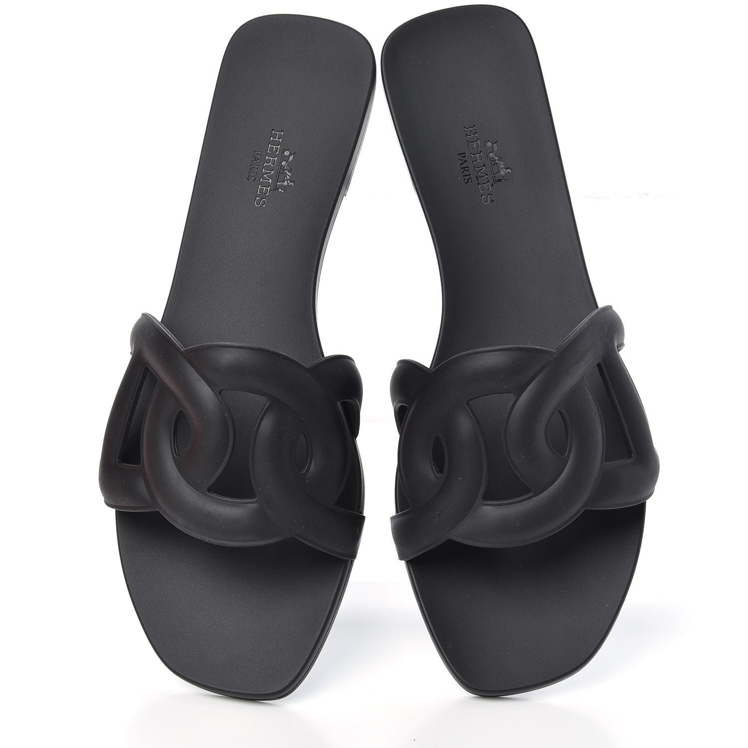 Hermes Rubber Aloha Sandals 38 Black 5 of 11