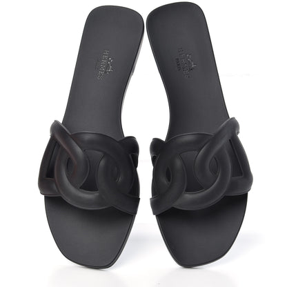 Hermes Rubber Aloha Sandals 38 Black 5 of 11