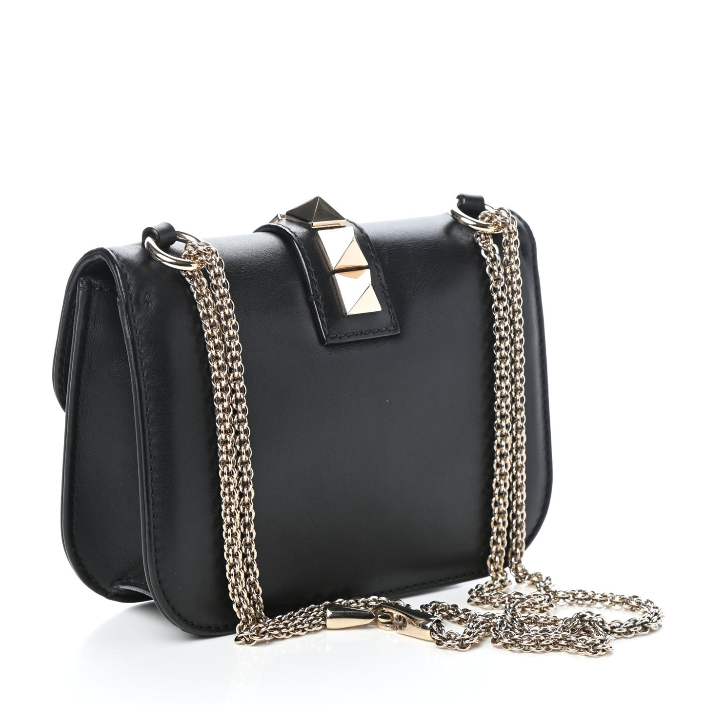 Vitello Small Glam Lock Rockstud Flap Black