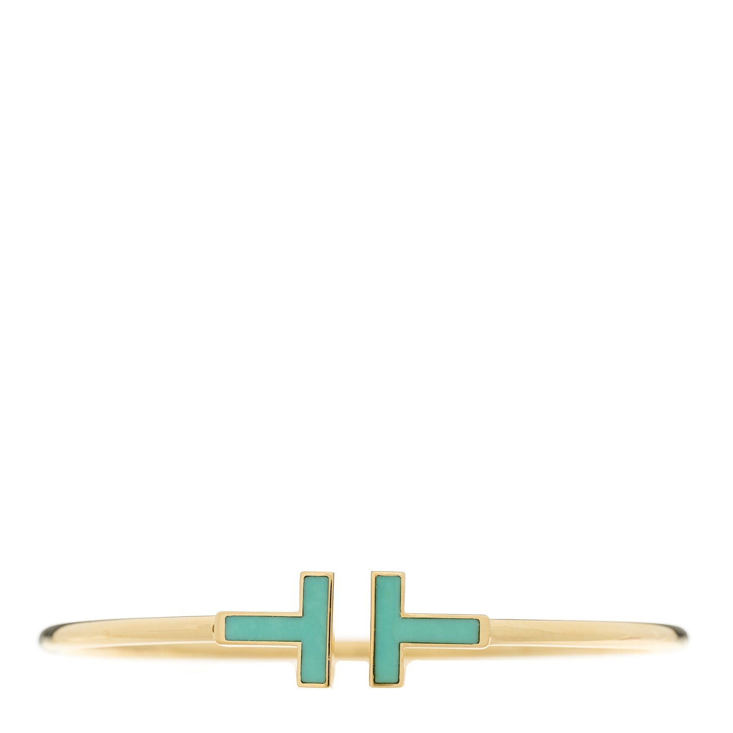 18K Yellow Gold Turquoise T Wire Bracelet