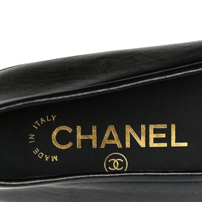 Chanel Lambskin Patent Cap Toe Pearl CC Ballerina Flats 40 Black 7 of 9