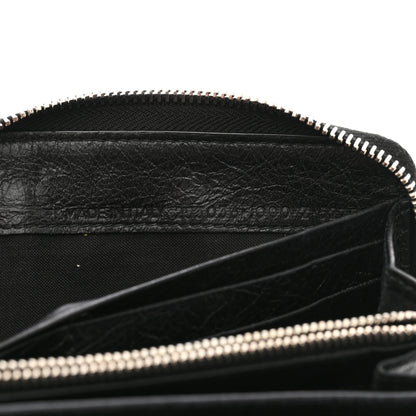 Balenciaga Agneau Classic Silver Hardware Continental Zip Around Wallet Black 7 of 7