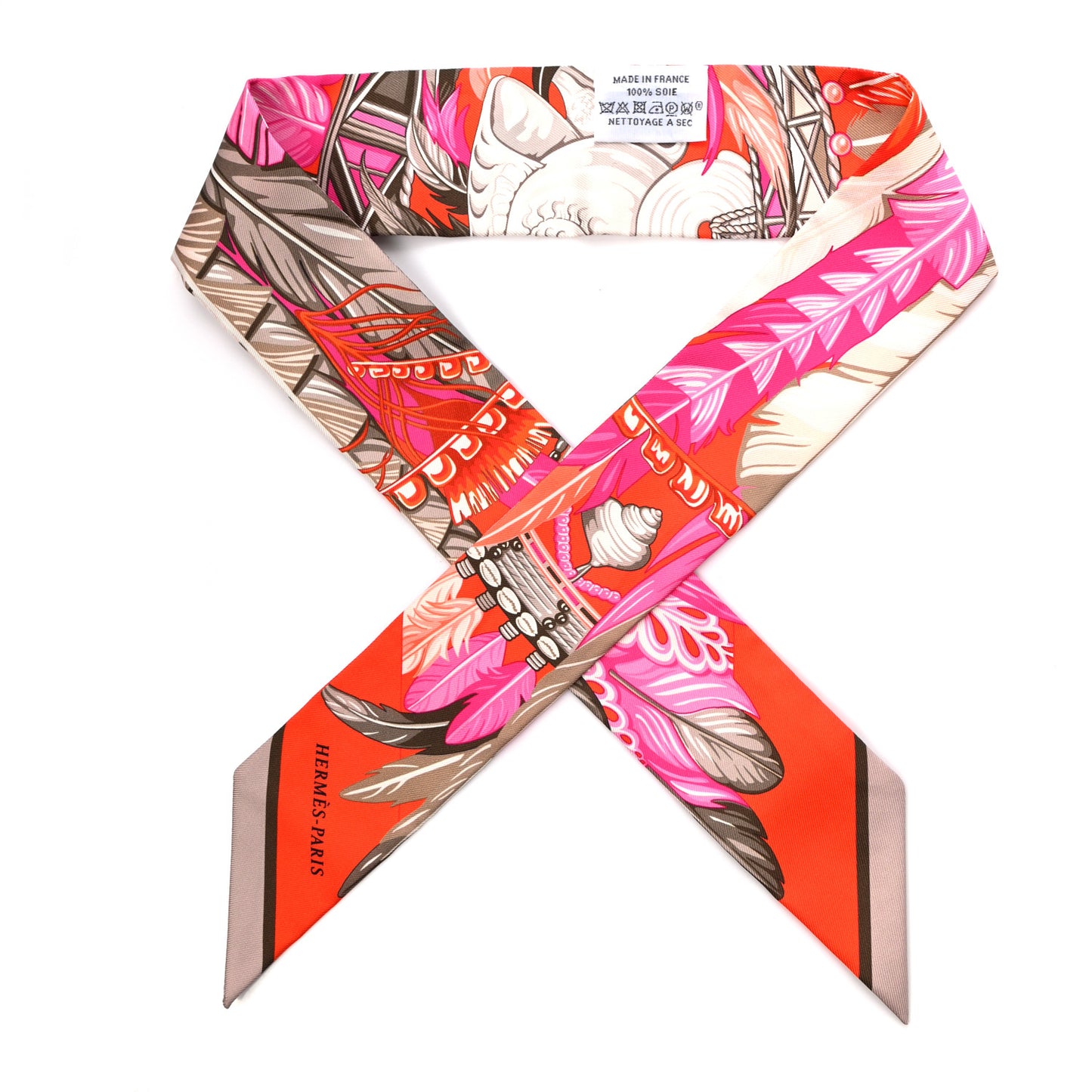 Silk La Danse Pacifique Twilly Orange Fuchsia Kaki