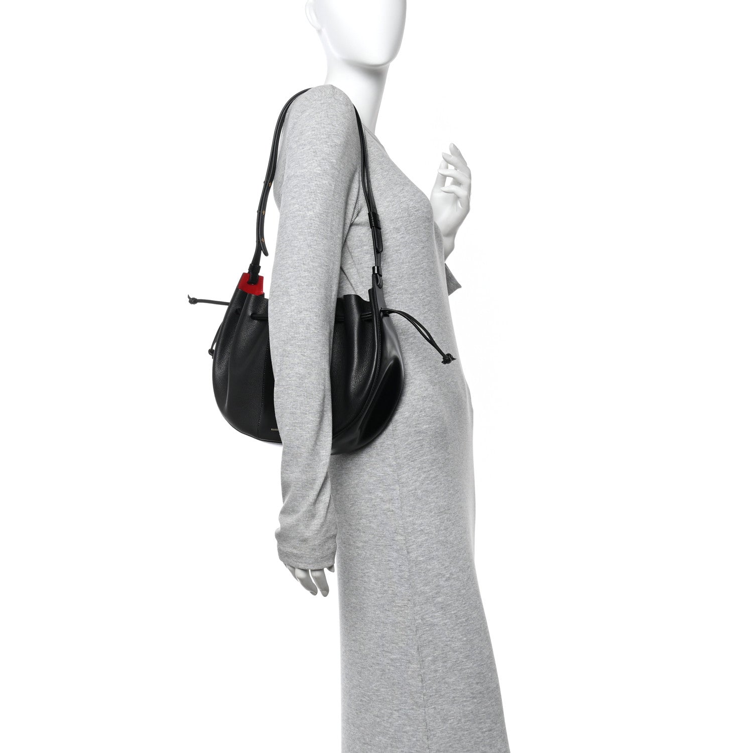 Mansur Gavriel Tumbled Calfskin Lilium Bag Black 2 of 9