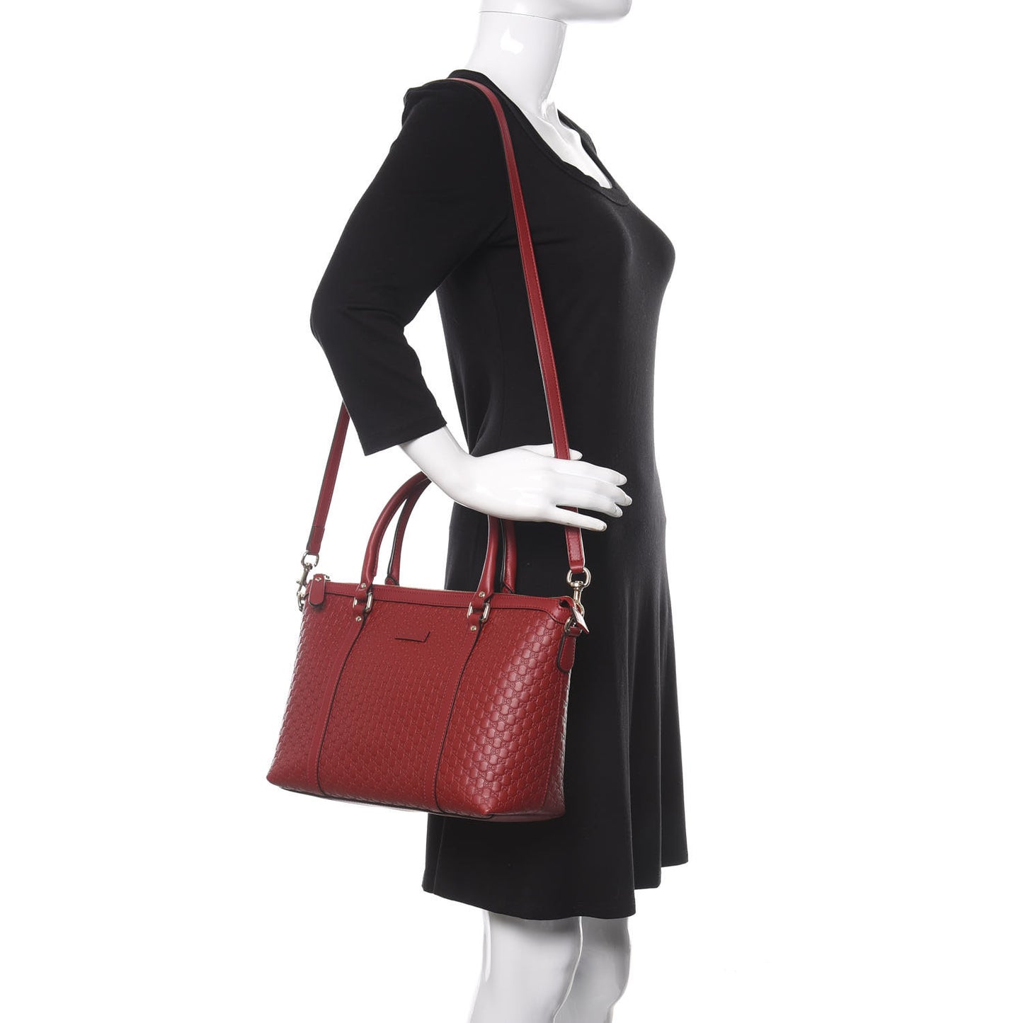 Soft Microguccissima Small Zippered Satchel Rosso