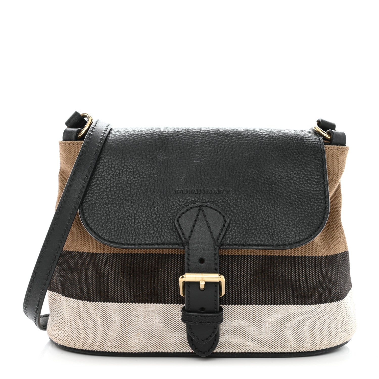 Burberry Mega Check Grainy Calfskin Small Gowan Messenger Bag Black 1 of 11