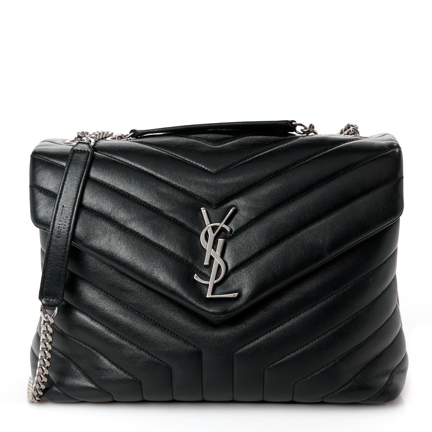 Saint Laurent Calfskin Y Quilted Monogram Medium Loulou Chain Satchel Black 1 of 11