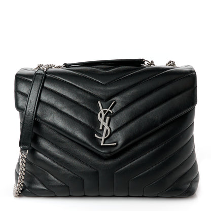Saint Laurent Calfskin Y Quilted Monogram Medium Loulou Chain Satchel Black 1 of 11