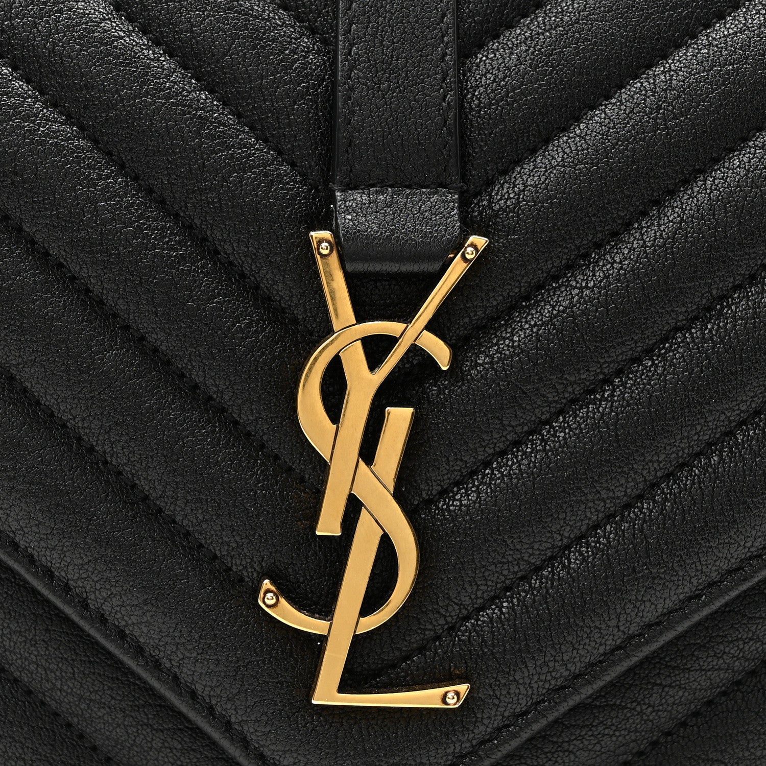 Saint Laurent Sheepskin Matelasse Chevron Monogram Medium College Bag Black 8 of 10