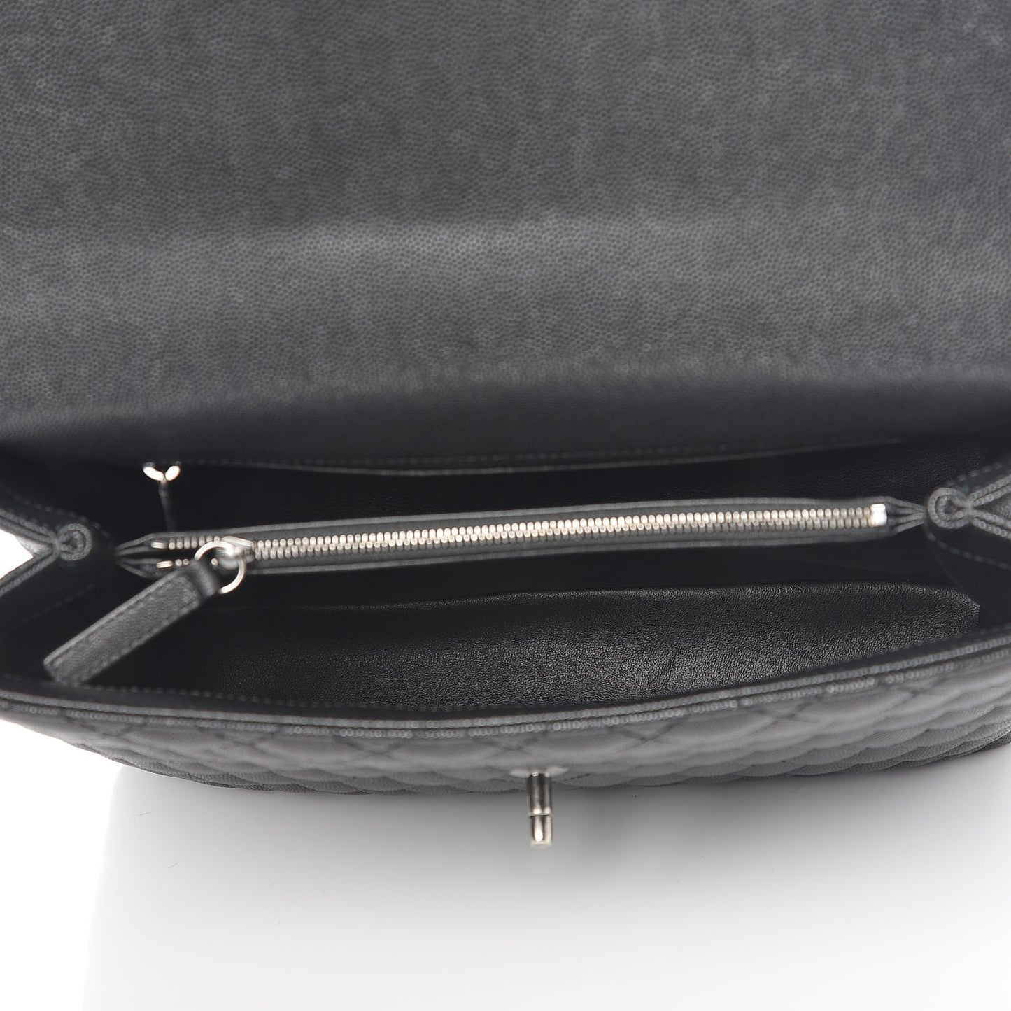 Caviar Lizard Quilted Large Coco Handle Flap Black