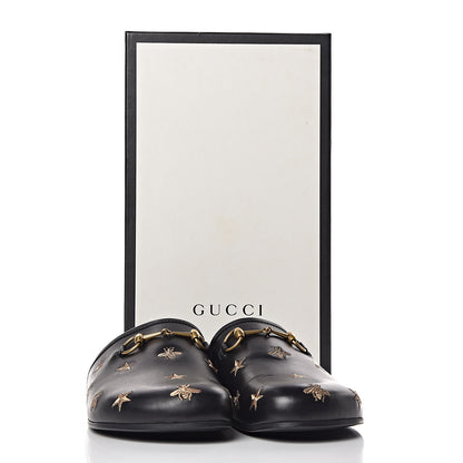 Gucci Calfskin Bee Star Embroidered Mens Horsebit River Slippers 11 Black 8 of 8