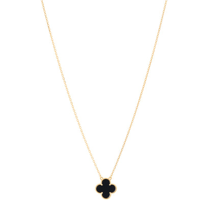 Van Cleef & Arpels 18K Yellow Gold Black Onyx Vintage Alhambra Pendant Necklace 1 of 6