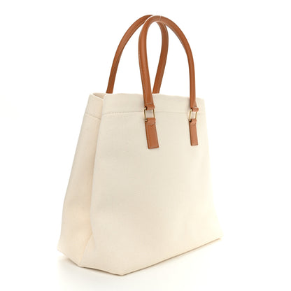 Celine Canvas Calfskin Horizontal Cabas Natural Tan 3 of 9