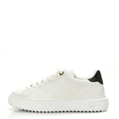 Louis Vuitton Calfskin Monogram Debossed Time Out Sneakers 38 White 1 of 8
