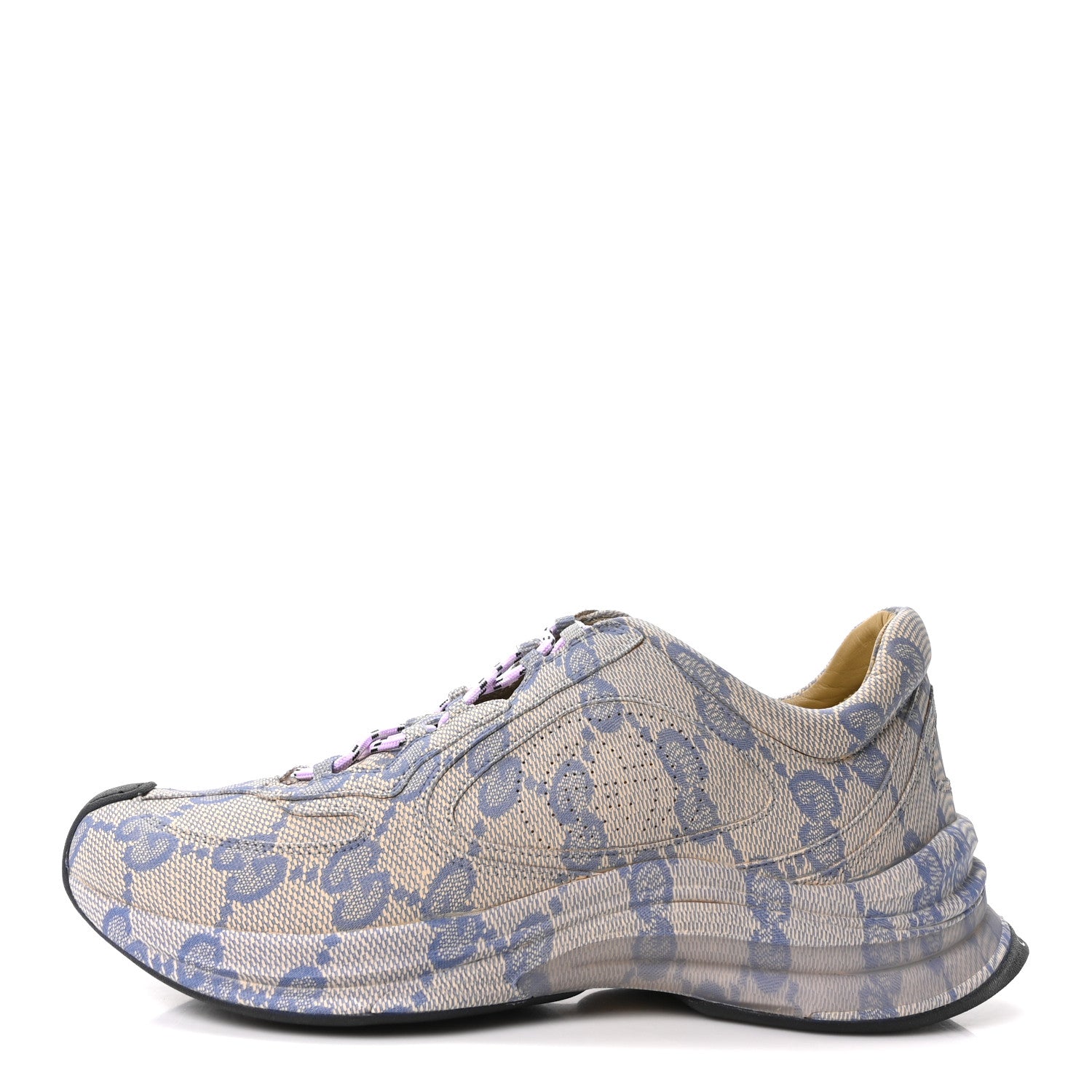 Gucci Ultralight Plume Calfskin Monogram Printed Mens Gucci Run Sneakers 8.5 Beige Blue 1 of 10