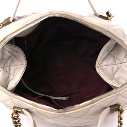 Chanel Calfskin Stitched Bowling Bag Light Grey 5 of 22